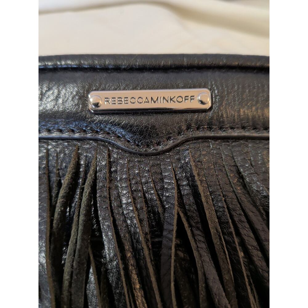 Rebecca Minkoff Fringe Black Crossbody Hippie Boho Leather Bag Purse - Picture 12 of 12